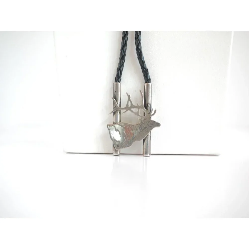 Zuni Native‎ American BULL ELK Bolo Tie by Dale Edaakie Handmade Vintage